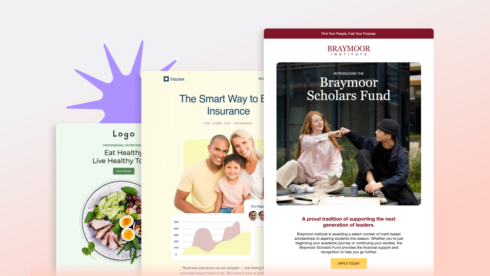 Collection of modern, responsive email and landing page templates in RGE Studio