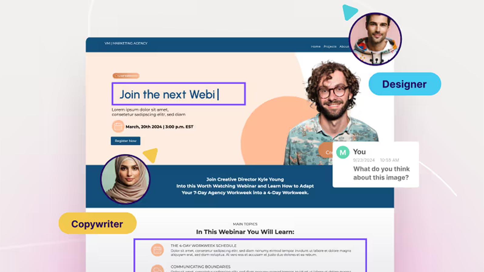Team collaboration in Beefree with comments, reviews, and approvals on an email design